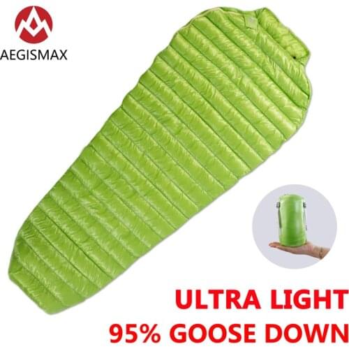 AEGISMAX Outdoor Camping Ultralight MINI LONG 95% Goose Down Sleeping Bag Mummy Three-Season Down Lengthened Adult Lazy bag