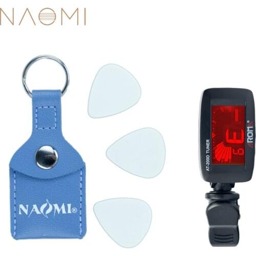 NAOMI Guitar Tuner AT-200D Digital Chromatic Clip On Tuner Guitar Tuner + NAOMI Picks Holder W/3pcs Free Picks SET
