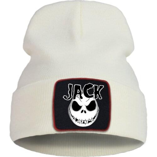 Skull Jack Funny Print Knitted Hats Women Outdoor Bonnet Hat Street Solid Color Skullies Hat Cotton Warm Winter Beanie Caps