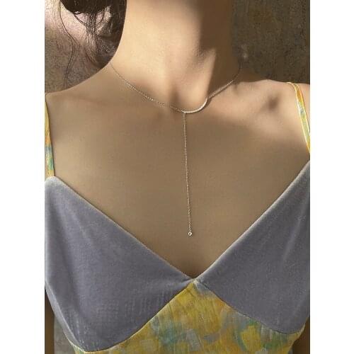 925 sterling silver jewelry with long tassel crescent clavicle chain choker necklace for female birthday party gifts wholesale