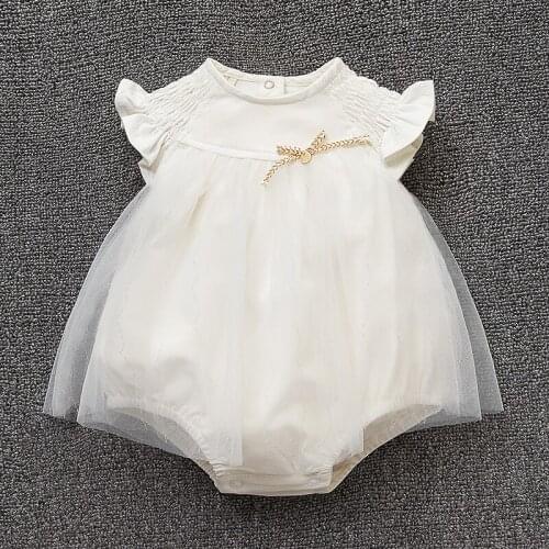 1pc infant Baby clothes girls wedding party birthday daily photo shooting bodysuit cotton jumpers summer 6 -18 M baby playsuit