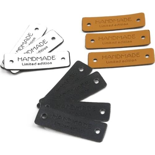 12pcs/lot handmade with limited edition leather labels for handwork bag gifts leather tags handmade for Hats shoes zakka label