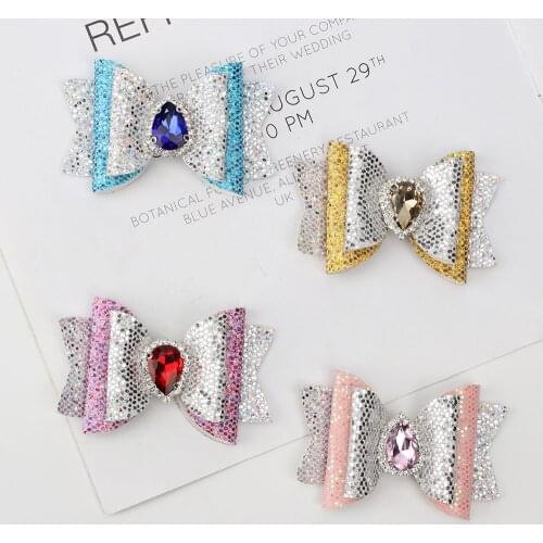 20 pcs/lot,3 inch New Hot Sale Cartoon princess onion pink hairpin sequined onion pink bow with hairpin childrens headdress