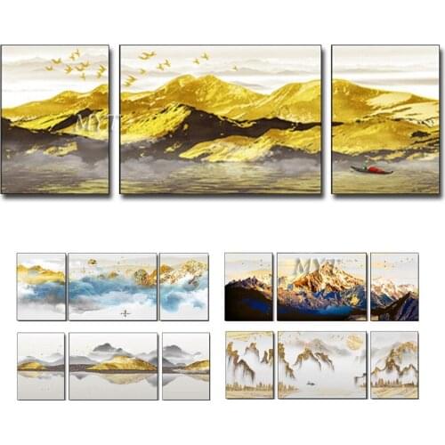 3 Pieces Abstract Art 100% Hand Painted Gold Abstract Oil Painting Art Foil 3 Group Paintings Wall Art Decoration Unframed Decor