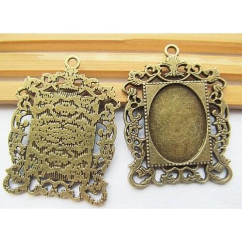 5pcs Antique Silver/Antique Bronze Rectangle Cameo Setting Tray Bezel Pendant Charm/Finding,fit 18mmx25mm Oval Cabochon/Cameo