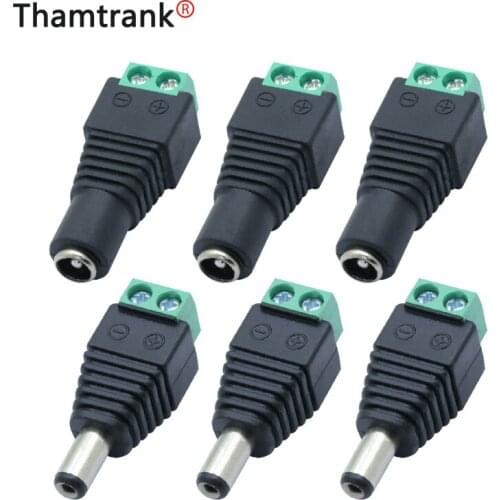 50set/100pc DC power adapter male female 2.1x5.5mm Screw Fastening Type terminal block balun DC Power Plug 2pin CCTV camera LED