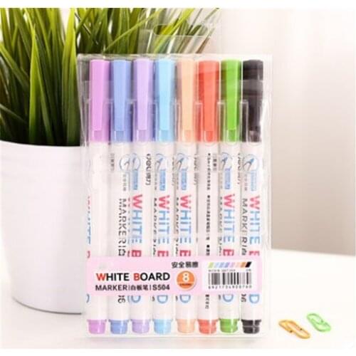 8color/box Low Odor Dry Erase Markers, Whiteboard Marker Erasable Pens Set, Ultra Fine Tip, Assorted Colors