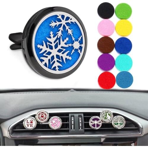 Aromatherapy Car Air Freshener Stainless Steel Perfume Locket Essential Oil Auto Diffuser Clip Pendant Jewelry With 10pcs Pads