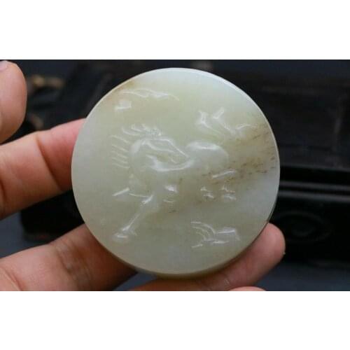 Big Treasure Certificated Royal Chinese Hetian Jade Flying Horse Totem Belt Buckle PEI Pendant Carving Timestown 20201126A