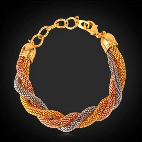 Womens Chain Bracelet Gold/Rose Gold Color 8MM 22CM 9" Chain Bracelets For Men Wholesale Jewelry Fashion Bracelets H870