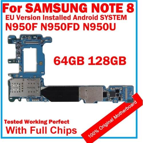 Eu Version Original 128GB For Samsung Galaxy Note 8 N950F N950U N950FD 64GB Motherboard Unlocked SM-N950F SM-N950FD logic board