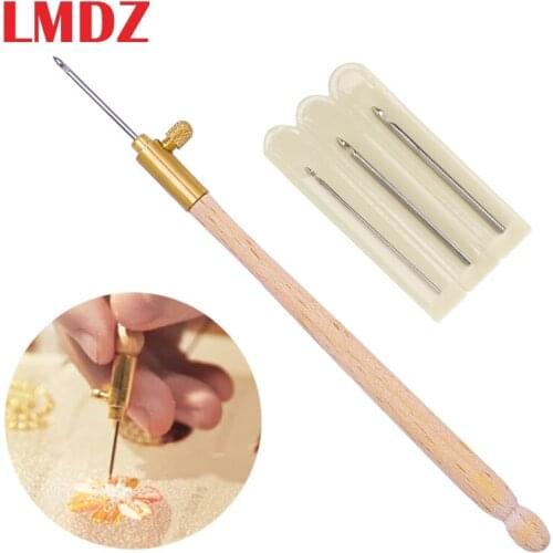 Embroidery Punch Needle with 3 Needles Punch Pen Embroidery Cross Stitch Craft Kit French Crochet for Sewing Knitting