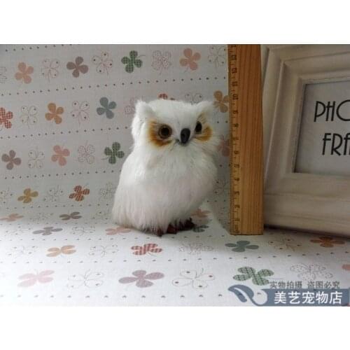 Simulation white owl 9x6cm toy model polyethylene&furs owl model decoration props ,model birthday gift d037