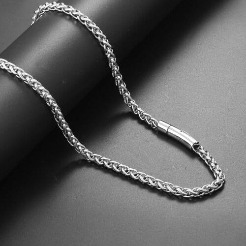 Crazy Decoration Wind Spring Buckle Keel Necklace Mens Retro Trendy Hip Hop Thick Long Single Chain Titanium Steel Does Not Fad