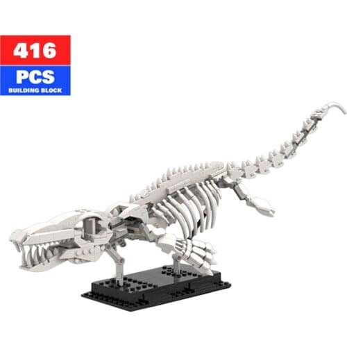 MOC Creative Mosasauridae Skeleton Dinosaur Skeleton Fossil Toy Fossil DIY Building Block Assembly Model Childrens Toy Gift