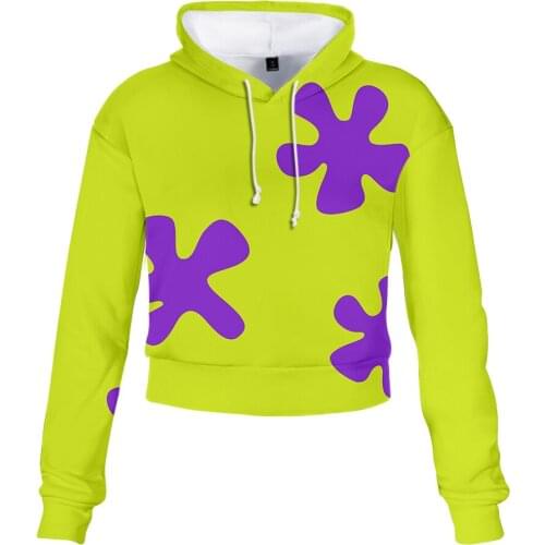 3D Anime Patrick Star Crop Top Sweatshirt Female fashion Harajuku Cropped Hoodie Women Hip Hop Kawaii Tracksuit Clothes