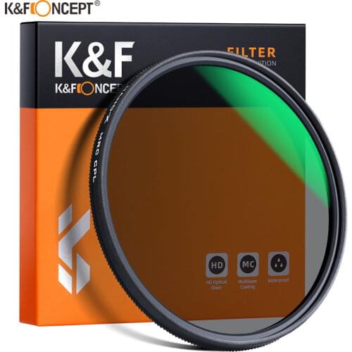 K&F Concept 37/40.5/43/46/49/52/55/58/72/77/82MM Circular Polarizer Filter HD 18 Layer Super Slim Multi Coated CPL Lens Filter