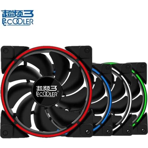 Pccooler 12cm Computer case cooling PWM fan LED HALO fan Quiet 120mm LED Red Blue Green White Light Guide ring Chassis mute fan