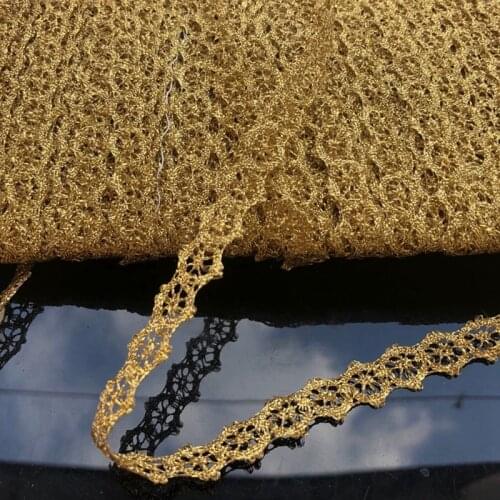 1cm Crocheted Gold Lace Trimming Ribbon Tape diy Wedding Cosplay Clothes Sewing fabric Handmade Headwear Ornaments