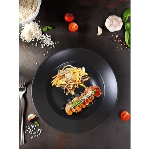 Matte Black Delta pasta plate 26cm