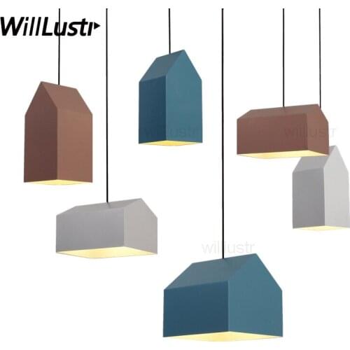 Nordic house metal pendant lamp North Europe modern design home dinning room light suspension lights pink blue white minimalist
