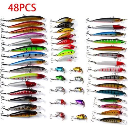 35/48Pcs Fishing Lure Set Fishing Hard Bait Mini Minnow Floating Swing Crankbait Crazy Wobblers Artificial Bionic Crank Lures