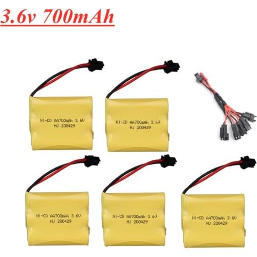 3.6V 700mAh Ni-CD Battery For Rc toy Car Tank Train Robot Boat Gun AA 3.6v Rechargeable Battery Pack SM Plug+ 3.6v Charger Set