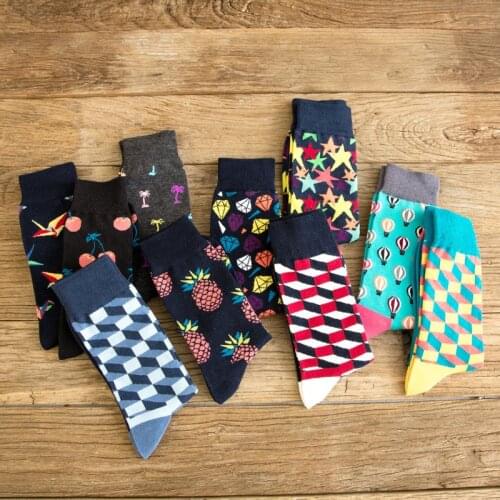 Peonfly Colorful Mens Combed Cotton Gradient Funny Casual Mid Calf Crew Crazy Dress Socks for Gifts Us 7-11