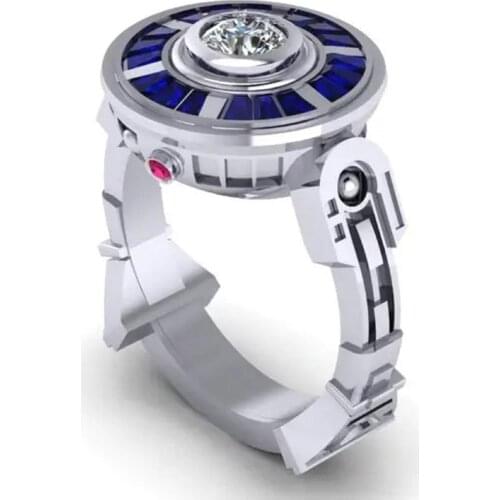 Juno new luxury exquisite robot UFO shape geometric jewelry ladies Engagement Wedding Valentines Day Gift Ring