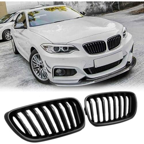 NEW-Car Matte Black M Double Front Kidney Grill Grille Fit For-BMW F22/F23/F87 2-SERIES