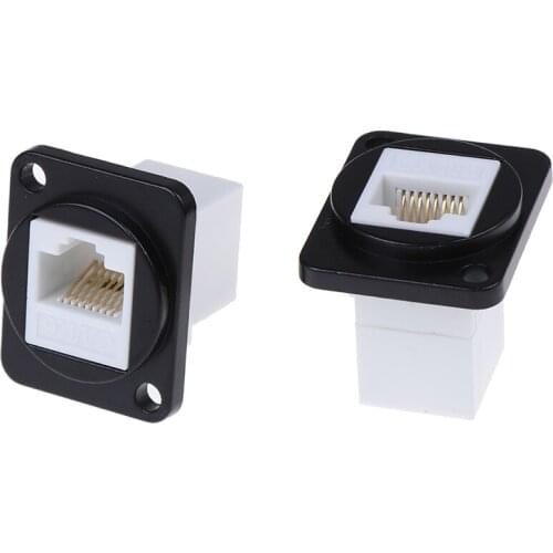 New RJ45 Network Connector Metal Panel Socket D-type Zinc Alloy Mounting Cat6