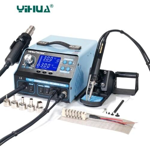 YIHUA 992DA+ BGA Soldering Station Repair Board Rework Station Soldering With Hot Air gun Soldering Iron Smoke Vacuum 110V/220V