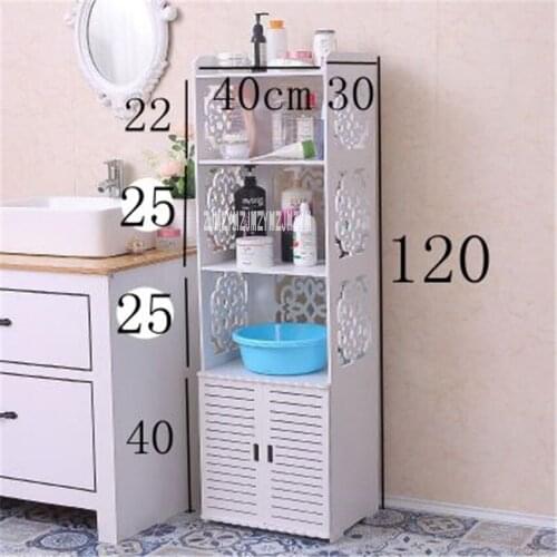 PVC Wood Plastic Panel Elegant Bathroom Storage Cabinet Toilet Side Cabinet Tissue Organizer Rack Home Furniture Corner Cabinet