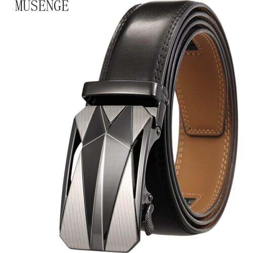 Automatic Buckle Luxury Belt Trouser Belts for Men High Quality Mens Leather Belt Male Western Fashion Black Brown Big Size 130