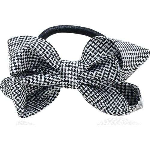8 Kinds Grid Cloth Bow Knot Black Ponytail Holder Fashion Plaid Elastic Hair Bands for Women Headwear Hair Accessories Gum