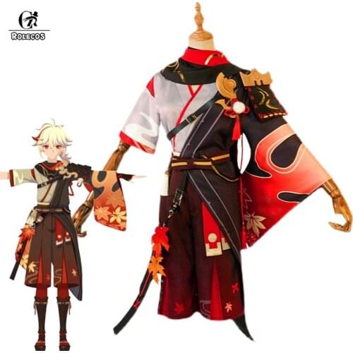 ROLECOS Kazuha Cosplay Costume Game Genshin Impact Kiryu Kazuha Cosplay Costume Halloween Cosplay for Men Outfits Full Set