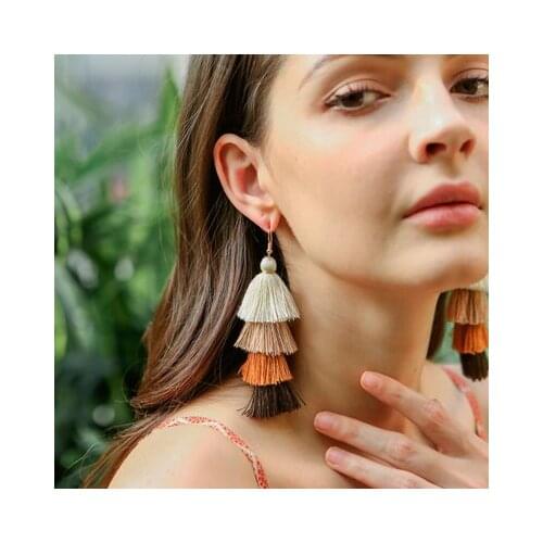 Handmade Tassel Earrings womens European and American national style long earrings Bohemian Earrings