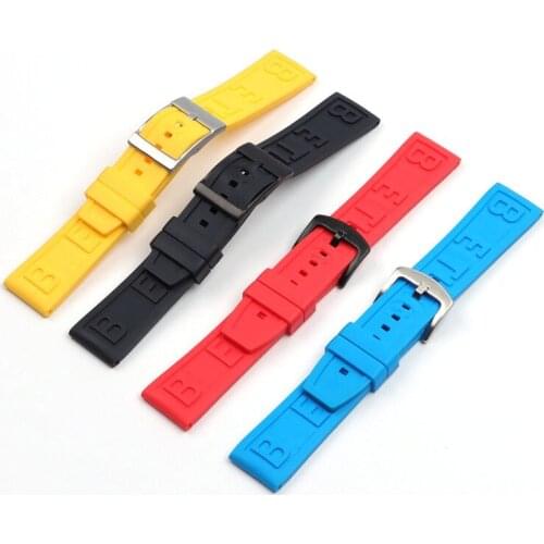 Soft nature Rubber silicone Watch band 22mm 24mm Watchband Bracelet For Breitling strap for Navitimer Avenger