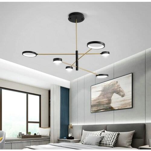 Nordic Matte Black LED Dimmable 4/6/8 Multi-Head Chandelier for Bedroom Living Room Restaurant Modern Simple Home Design Light