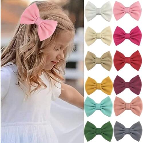 Top Quality 5 Pcs 5" Fabric Hair Bows Girls Hairpins Handmade Large Bowknot Headwear Accessories NEW Headwrap Headdress YML5