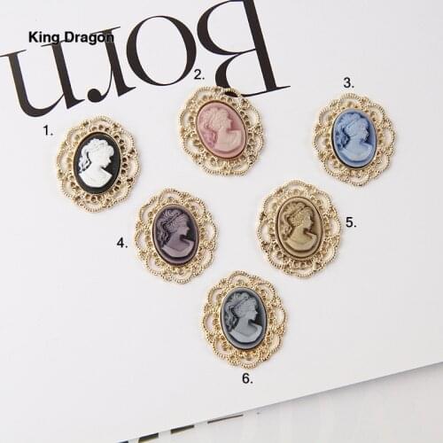 King Dragon Rhinestone Cameo Embellishment Used On Headband Decoration 29MM*25MM 10PCS/Lot Flat Back Gold Color KD617