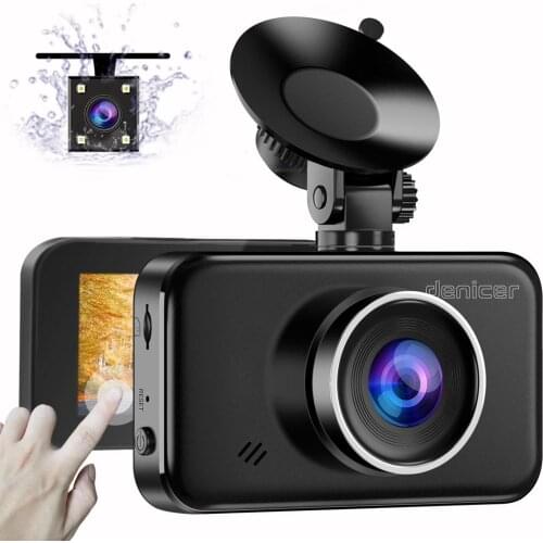 Denicer Dash Camera Dual Lens With Rearview Camera vehicle Video Recorder Auto Registrator Car Dvrs 3.0 Inch Touch Screen Cam