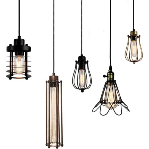 Vintage Simple Loft LED Pendant Light Black Metal Hanging Lamp Retro Cafe Luminaires Industrial Decor Lighting Fixtures lamparas