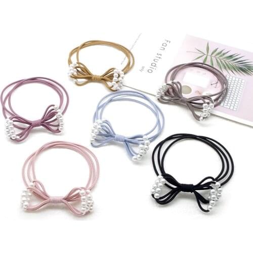 Pearl Bowknot Hair Ring All-match Small Pearl for Tying Hair Rubber Band Hair Band Hair Accessories