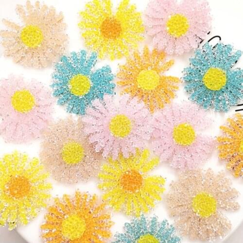 10pcs/lot 3cm small daisy pendant flower sun flower for jewelry DIY Scrapbooking Decorative Craft Making