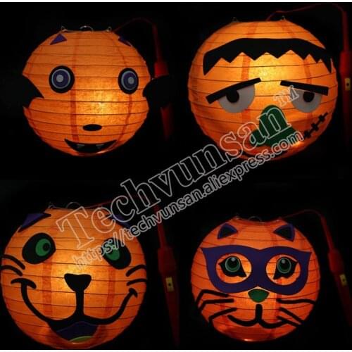 10piece/lot Halloween pumpkin lantern decoration Ghost lantern pumpkin paper lantern DIY ghost lantern spot bar decoration props