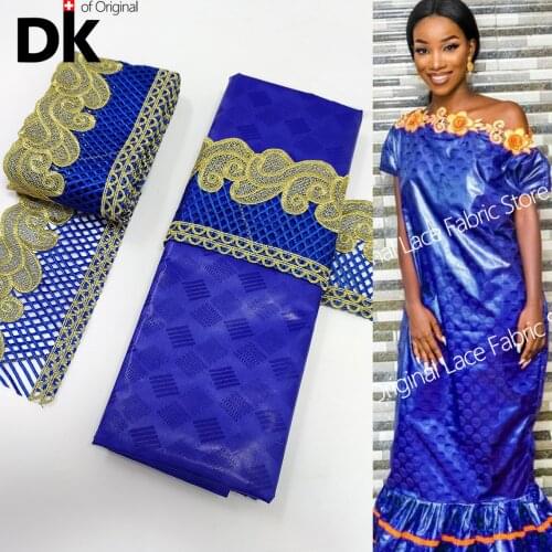 2021 New Afrian Lace Fabric 5+5 Yards Ribbon For Crafts With Bazin Riche Original Nigeria Traditional Wedding Bride Material