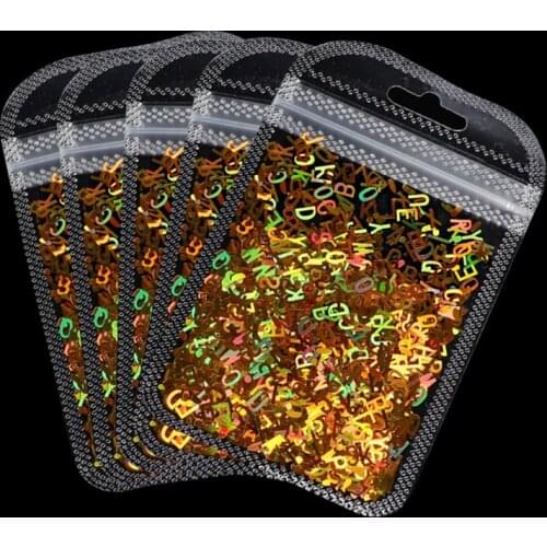 5 Packs English Alphabet Letters Sequins Resin Silicone Mold Fillings Glitter