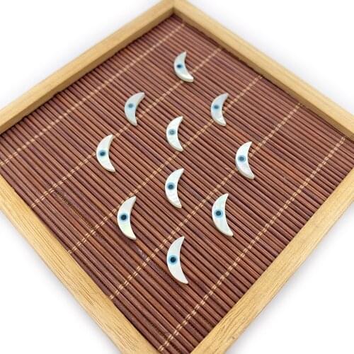 6x14mm Natural Sea Shell Evil Eye Moon Shape Mother-of-pearl Naked Eye DIY Accessories Bracelet Necklace Earrings Charm Jewelry