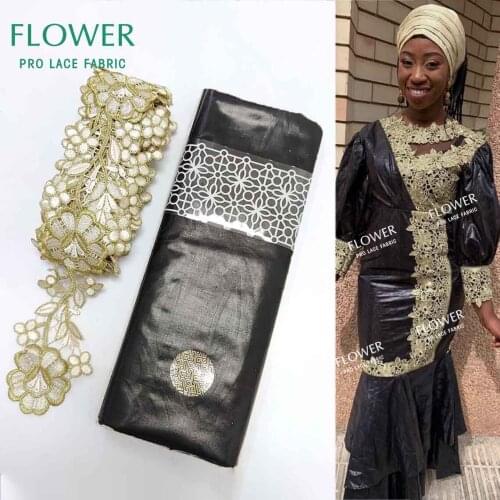 African Embroidered Ribbons And Lace For Sewing Dress Bazin Riche Lace For Gambia Party Clothing Original Bazin Riche Lace